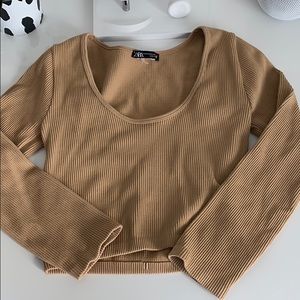 ZARA TAN CROPPED LONG SLEEVE
